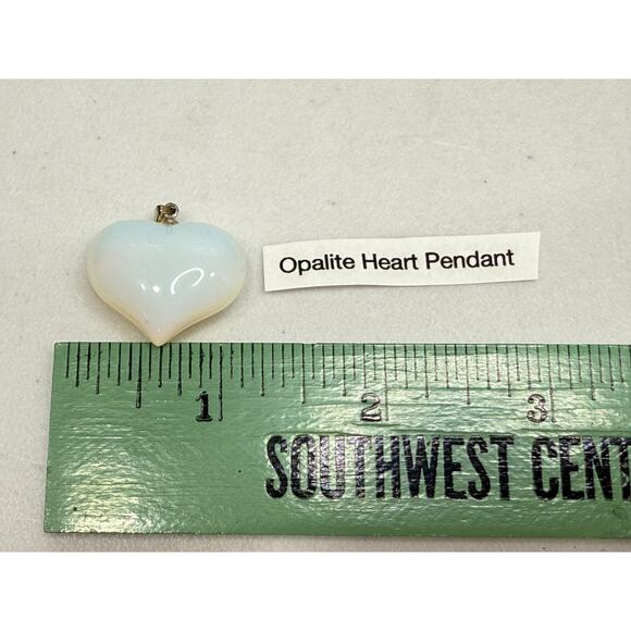 Genuine Opalite Pendant Puffy Heart Shape w silver bale 8.2 grams 1 in x 7/8 in - Picture 9 of 12